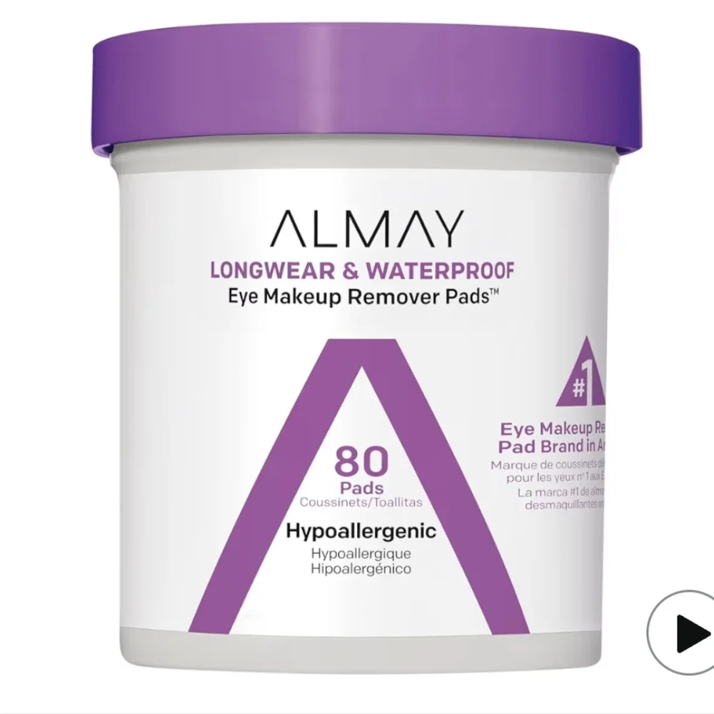 Almay Biodegradable Longwear & Waterproof Eye Makeup Remover Pads, 80 Count, New - Picture 1 of 3